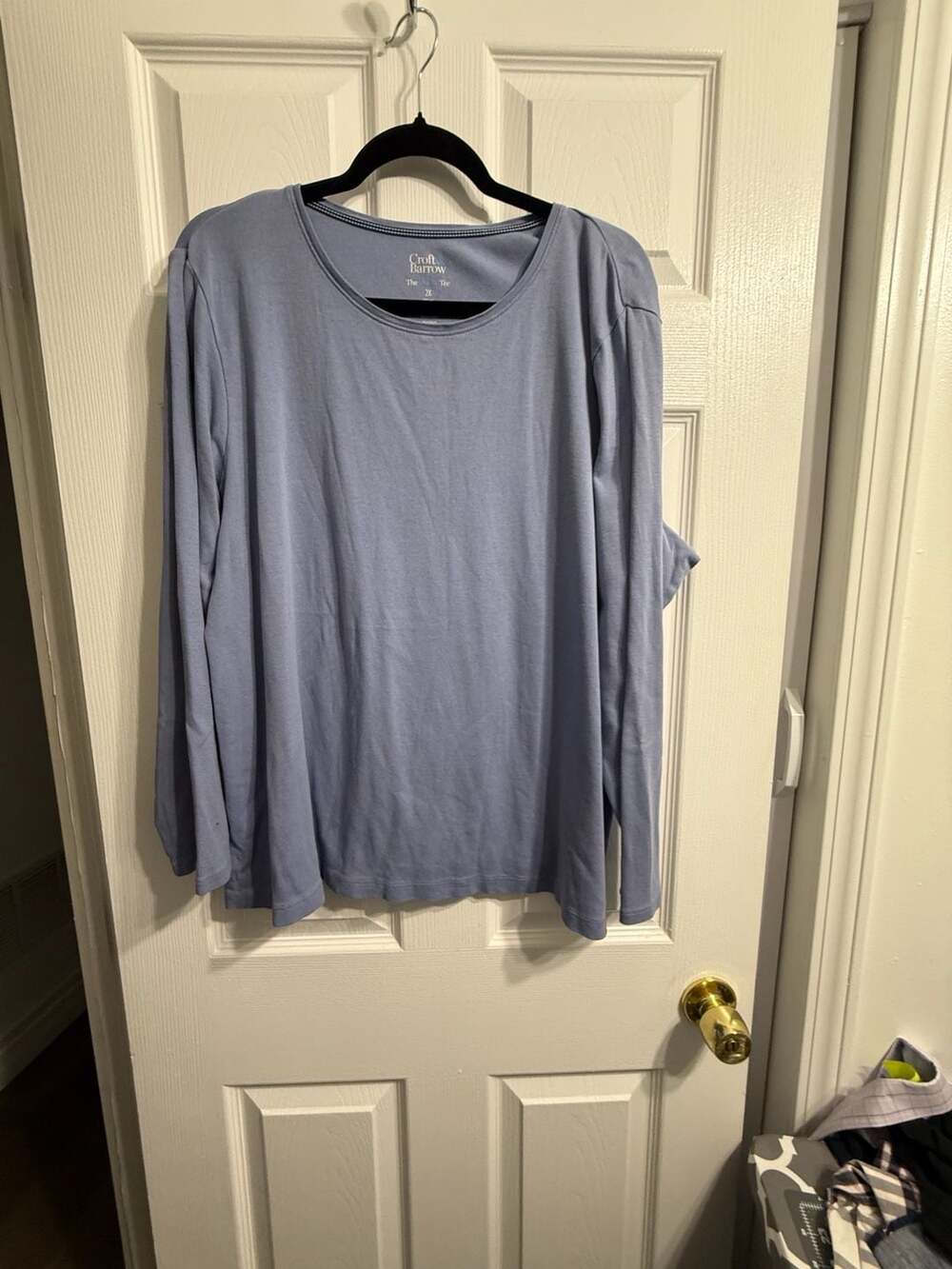 Croft & Barrow The Classic Tee Blue Long Sleeve 100% Cotton Shirt 2X